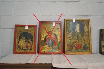 2 plaques d'icônes anciennes en bois recréées du 16 au 17e s