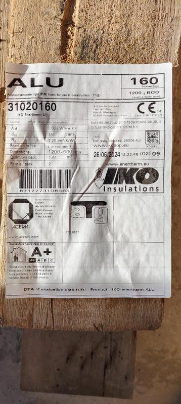IKO Enertherm PIR Isolatieplaat 160mm (1200x600) VL beschikbaar voor biedingen