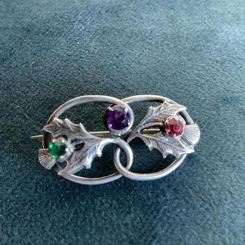 Vintage elegante gemerkte zilveren distelbroche, Antiek en Kunst, Antiek | Zilver en Goud, Zilver, Ophalen of Verzenden