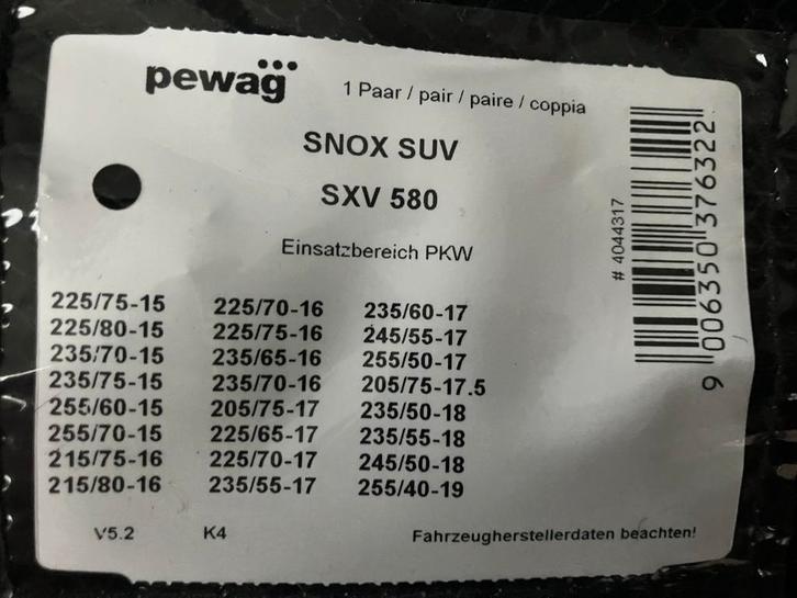 Sneeuwkettingen  PEWAG, Nooit gebruikt voor SUV en camper., Auto diversen, Sneeuwkettingen, Nieuw, Ophalen
