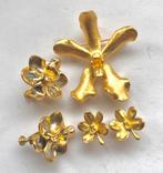 Parure broche + 2 paires boucles d’oreilles or RISIS, Bijoux, Sacs & Beauté, Broches, Comme neuf, Cuivre, Or