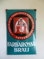 EMAILLE RECLAMEBORD"BARBAROSSA BRAU"UIT JAREN 30, Enlèvement ou Envoi, Utilisé, Panneau publicitaire