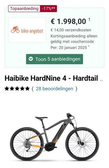 Electrische mtb met Bosch motor. 53 km gereden. beschikbaar voor biedingen