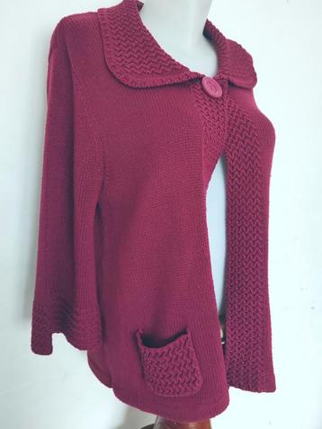 Fuchsiaroze gebreide bodywarmer maat L  beschikbaar voor biedingen