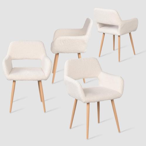 Set van 4 nieuwe eetkamerstoelen scandinavisch design, Huis en Inrichting, Stoelen, Nieuw, Vier, Hout, Kunststof, Metaal, Stof