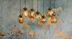 Lampe suspension 7 boules verre ambre, Maison & Meubles, Lampes | Suspensions, Enlèvement, Comme neuf, Verre