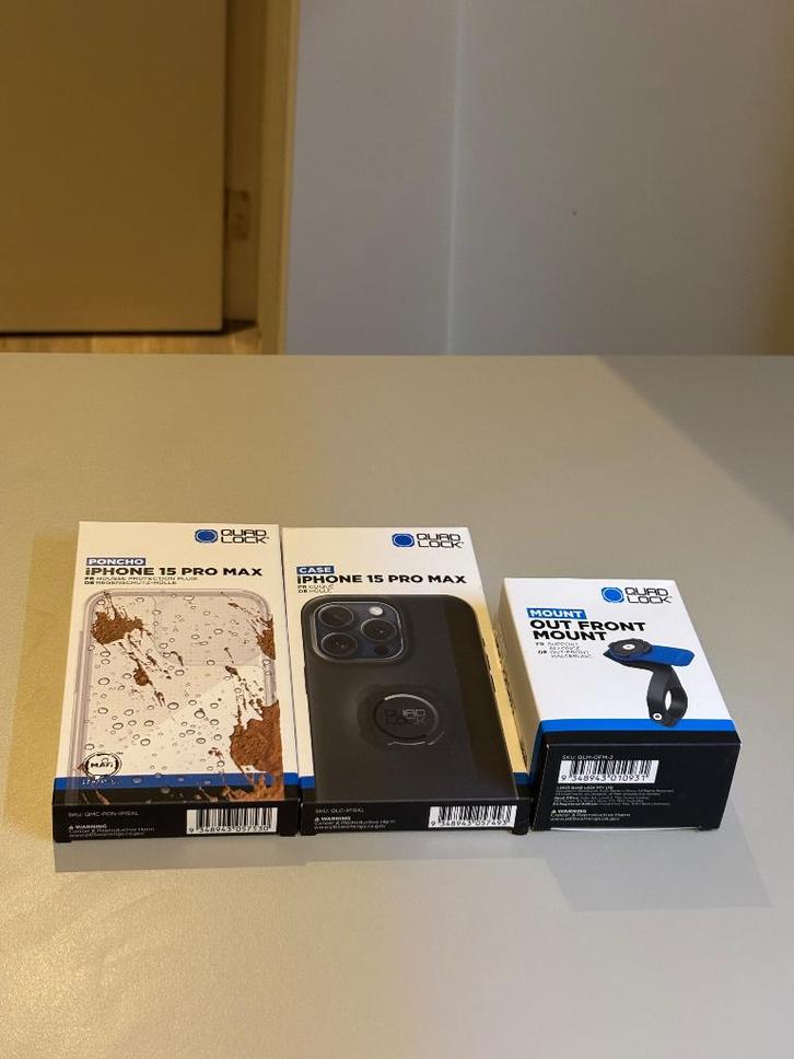 Quad Lock set iPhone 15 Pro Max, Télécoms, Téléphonie mobile | Housses, Coques & Façades | Apple iPhone, Comme neuf, Enlèvement ou Envoi