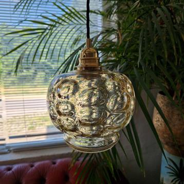 Authentieke retro/vintage glazen hanglamp,jaren 70