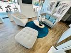 1 bank + 1 fauteuil + 1 stoffen voetenbank, Ophalen, Zo goed als nieuw, Stof