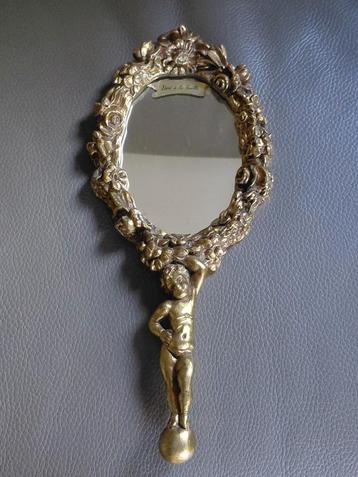 Vintage handspiegel/ wandspiegeltje  in rococo stijl verguld beschikbaar voor biedingen