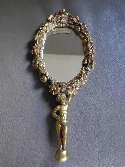 Vintage handspiegel/ wandspiegeltje  in rococo stijl verguld, Antiek en Kunst, Curiosa en Brocante, Ophalen of Verzenden