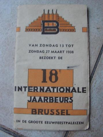 Antieke folder “Internationale Jaarbeurs Brussel 1938”. disponible aux enchères