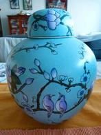 Vase turquoise à décor d'oiseaux, Neuf, Moins de 50 cm, Autres couleurs, Poterie ou Porcelaine