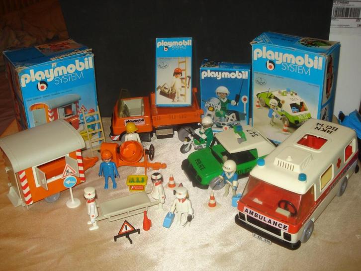 PLAYMOBIL Lot Ancien 1974 Police, Ambulance, Travaux Publics, Kinderen en Baby's, Speelgoed | Playmobil, Gebruikt, Complete set
