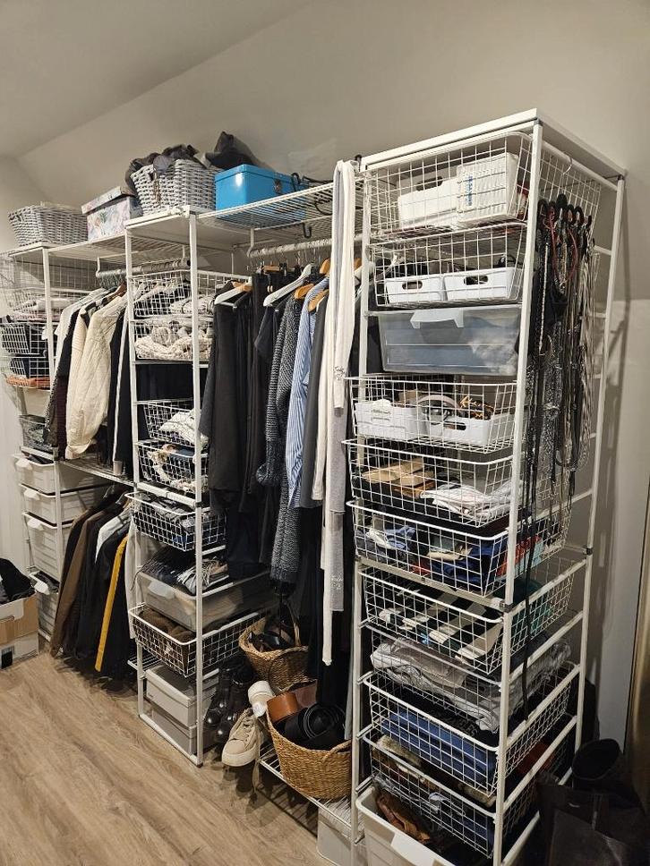 Dressingkast Wit staal en wit Plastic, Huis en Inrichting, Kasten | Kleerkasten, Gebruikt, 200 cm of meer, 200 cm of meer, 50 tot 75 cm