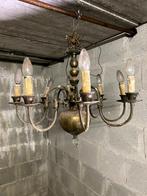 Bronzen luster Vintage met 8 armen, Huis en Inrichting, Lampen | Kroonluchters, Ophalen