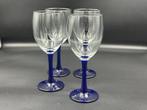 Set van 4 Vintage Wijnglazen – Blauwe Voet, Ophalen of Verzenden