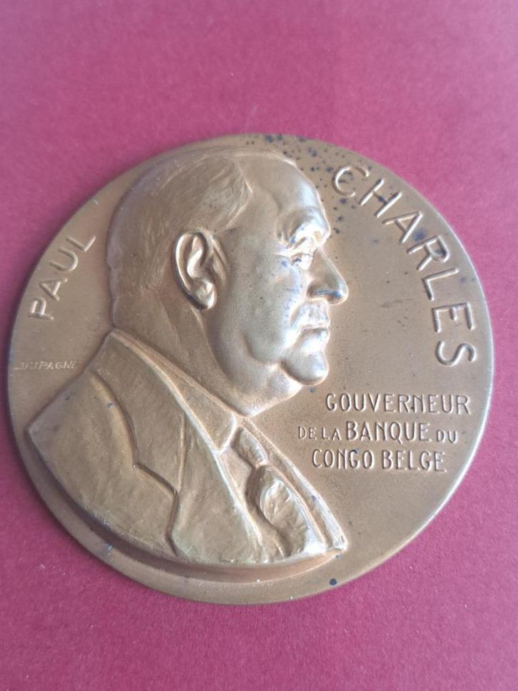 1951 Belgisch Congo medaille Paul Charles, Arthur Dupagne, Postzegels en Munten, Penningen en Medailles, Brons, Verzenden