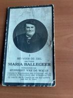 Rouwkaart M. Ballegeer  Waardamme 1882 + Wynendaele 1932, Verzamelen, Bidprentjes en Rouwkaarten, Verzenden, Rouwkaart