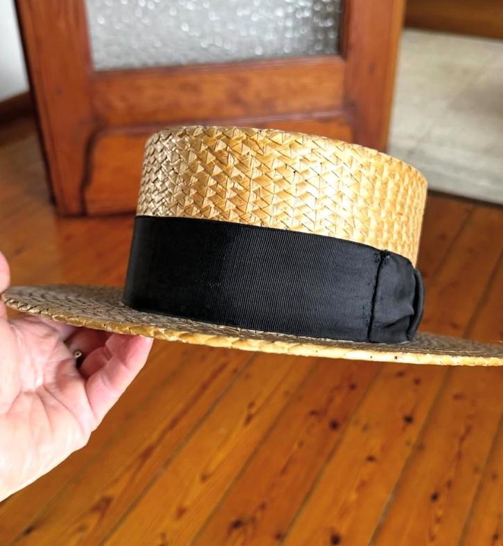 Chapeau de paille ancien des années 20/30, Antiquités & Art, Curiosités & Brocante, Enlèvement ou Envoi
