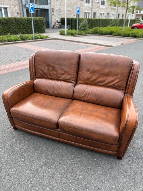 Lederen 2 zitsbank en 2 modulaire zitbanken in vintage stijl, Huis en Inrichting, Zetels | Zetels, Zo goed als nieuw, Leer, Ophalen