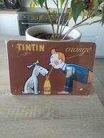 Tintin kuifje Hergé metalen bord Kuifje oranje, Verzamelen, Overige typen, Ophalen of Verzenden, Zo goed als nieuw, Kuifje