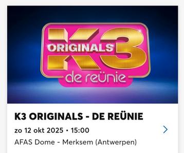 Ticket K3 originals zitplaats beschikbaar voor biedingen