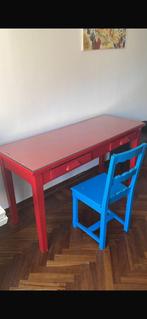 Burea tafel massief hout met glas bureel, Huis en Inrichting, Bureaus, Ophalen, Gebruikt, Bureau