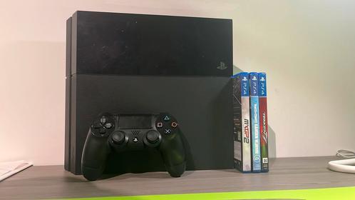 Ps4 met controller en games, Games en Spelcomputers, Spelcomputers | Sony PlayStation 4, Gebruikt, Original, 500 GB, Met 1 controller