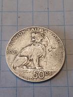 50 centiem zilver zittende leeuw 1901 FR, Zilver, Ophalen of Verzenden, Losse munt, Zilver