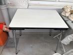 Table de cuisine blanche pieds inox +2 rallonges, 100 à 150 cm, Rectangulaire, 50 à 100 cm, Utilisé