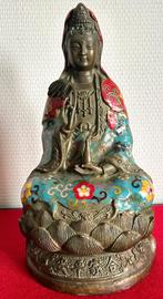 Statuette Signée de Kwan Yin en Bronze Cloisonné - 1960, Enlèvement ou Envoi