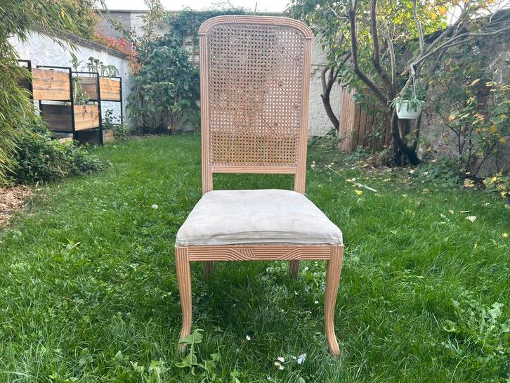 6 chaise en bois cérusé + cannage, Antiquités & Art, Antiquités | Meubles | Chaises & Canapés, Enlèvement ou Envoi