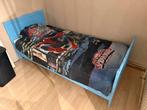1 persoonbed blauw geverfd (vaste prijs) met matras, Ophalen, Zo goed als nieuw, Blauw