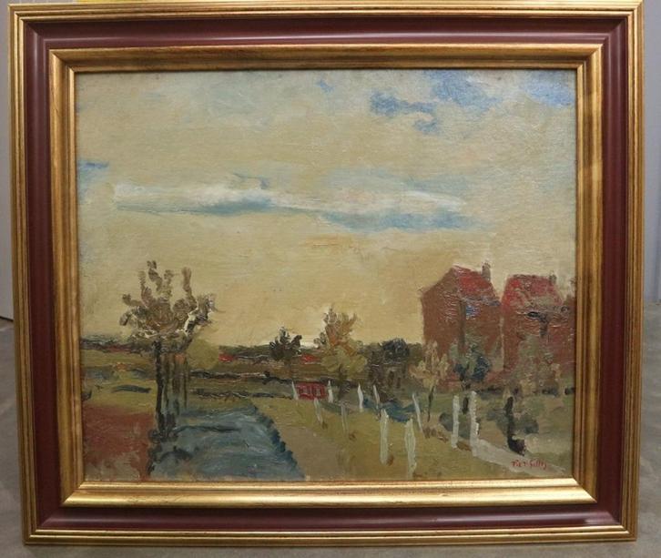 Piet GILLES, expressionistisch landschap, Antiek en Kunst, Kunst | Schilderijen | Klassiek, Ophalen of Verzenden