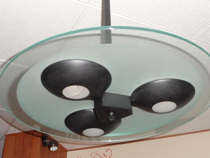 Glazen kroonluchter uit de jaren 90 in perfecte staat Massiv, Huis en Inrichting, Lampen | Kroonluchters, Gebruikt, Glas, Ophalen of Verzenden