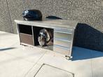 Bbq met werktafel en ladenblok in RVS, Tuin en Terras, Houtskoolbarbecues, Ophalen of Verzenden, Gebruikt, Met accessoires