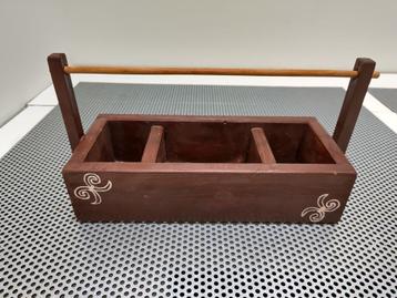 Houten presentatiedoos (handvat & tribal) voor bv. thee. beschikbaar voor biedingen