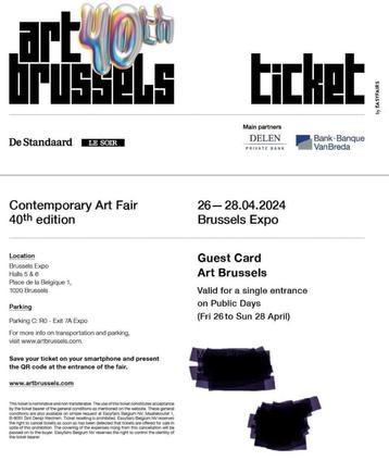 Art Brussels 4 entrées disponibles 26 au 28 avril Expo BxL
