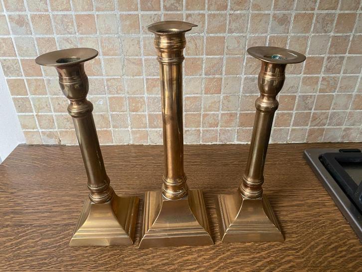 Antieken koperen kandelaars, Antiek en Kunst, Antiek | Kandelaars, Koper of Brons, Ophalen of Verzenden