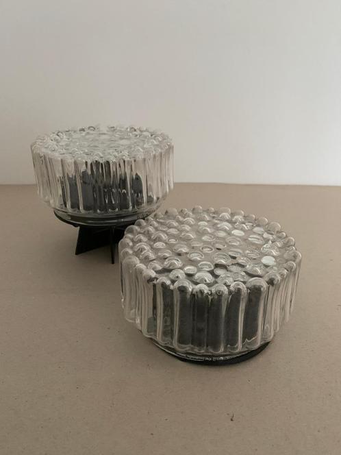 2X Helena Tynell Bega Limburg Ice Structure Wand Of Plafondl, Huis en Inrichting, Lampen | Plafondlampen, Gebruikt, Glas, Metaal