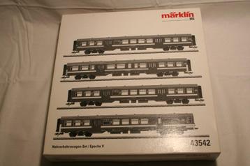 Marklin 43542 (HO) Set van 4 M2 rijtuigen bordeaux NMBS