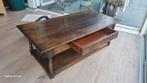 Massieve eiken salontafel met grote schuif, Ophalen of Verzenden, Gebruikt