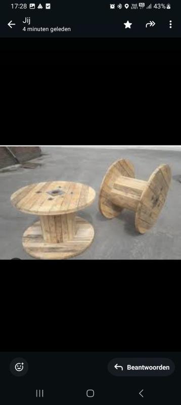Houten haspels, Tuin en Terras, Tuintafels, Ophalen of Verzenden, Gebruikt, Rond, Hout