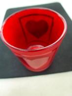 Valentijn kerst  3 glazen potjes voor T lichtje rood met har, Huis en Inrichting, Overige materialen, Nieuw, Ophalen of Verzenden