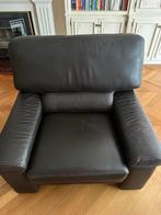 Mooie leren zetel met poef, Huis en Inrichting, Ophalen, Nieuw, Leer, 75 tot 100 cm