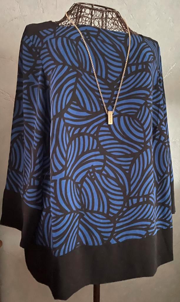 Mayerline 44 Nieuw Prachtige blouse electric blauw/zwart, Kleding | Dames, Blouses en Tunieken, Nieuw, Maat 42/44 (L), Overige kleuren