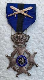 Medaille, Ridder in de Leopold-II Orde, 1-taal FR met zwaard, Ophalen of Verzenden, Landmacht, Lintje, Medaille of Wings