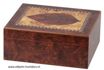 H38 HUMIDOR TABACO LEAF SIGARENBLAD DESIGN - HOUT INLEGWERK beschikbaar voor biedingen