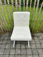 4 chaises en cuir blanc et métal, Maison & Meubles, Comme neuf